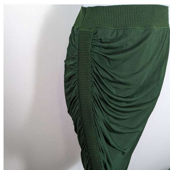 Jean Paul Gaultier Soleil Green Ruched Mesh Knit Skirt Asymmetrical VTG 90's L - Picture 11 of 12